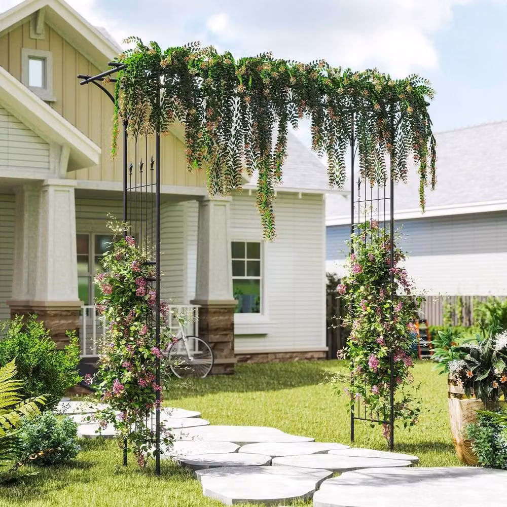 Kelvenix Metal Garden Arbor Archway in Black – 2