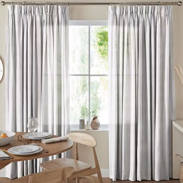 Terrys Brinley White Striped Sheer Voile Made to Measure Fabric Curtain Panel