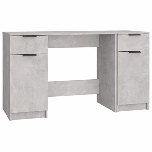 vidaXL Modern Writing Desk with Drawer Unit in Grey Matt MDF – 1