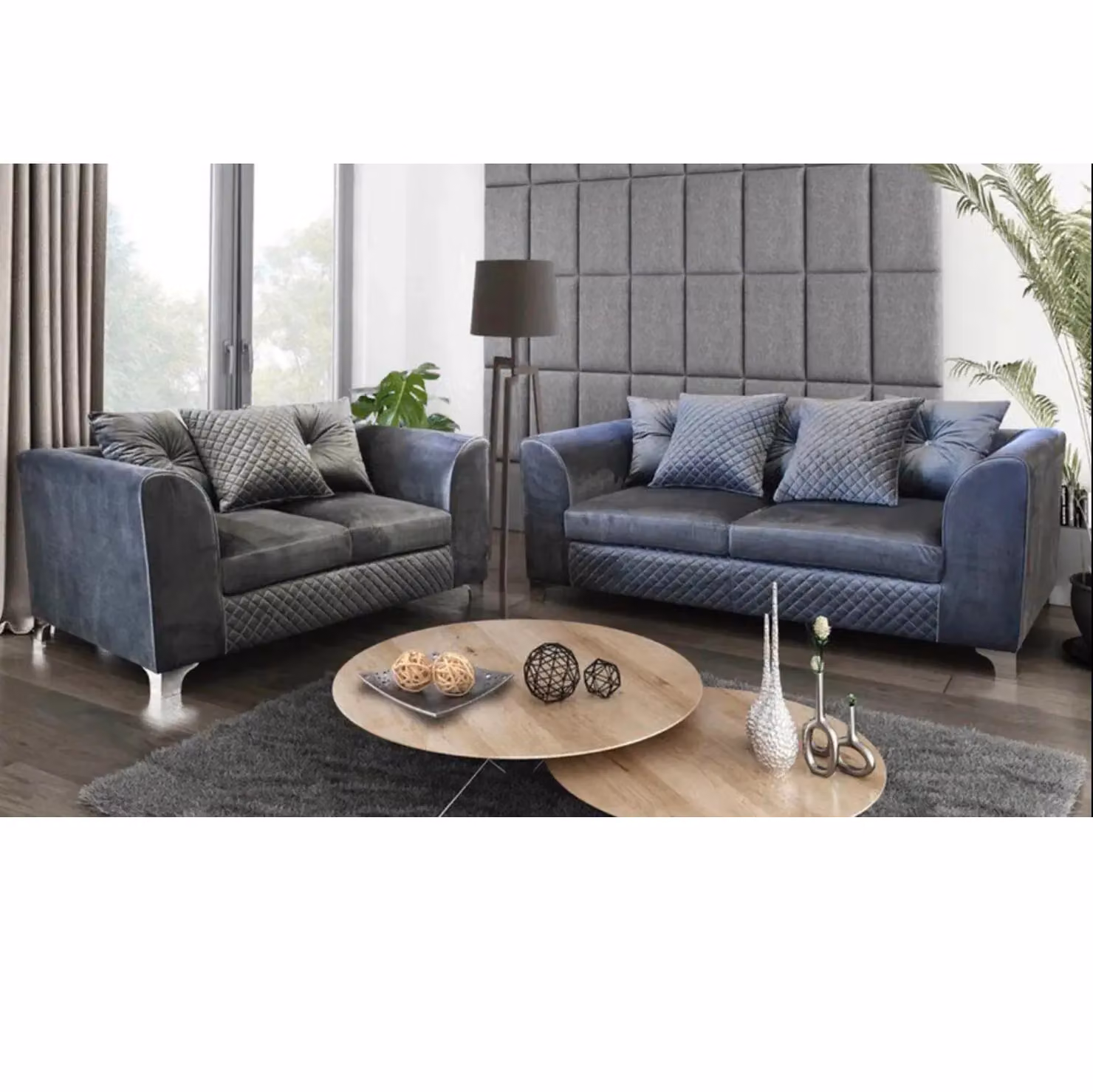 Snugg Furniture UK Limited Stork 3 Seater L-Shape Plush Velvet Sofa in Grey – 2