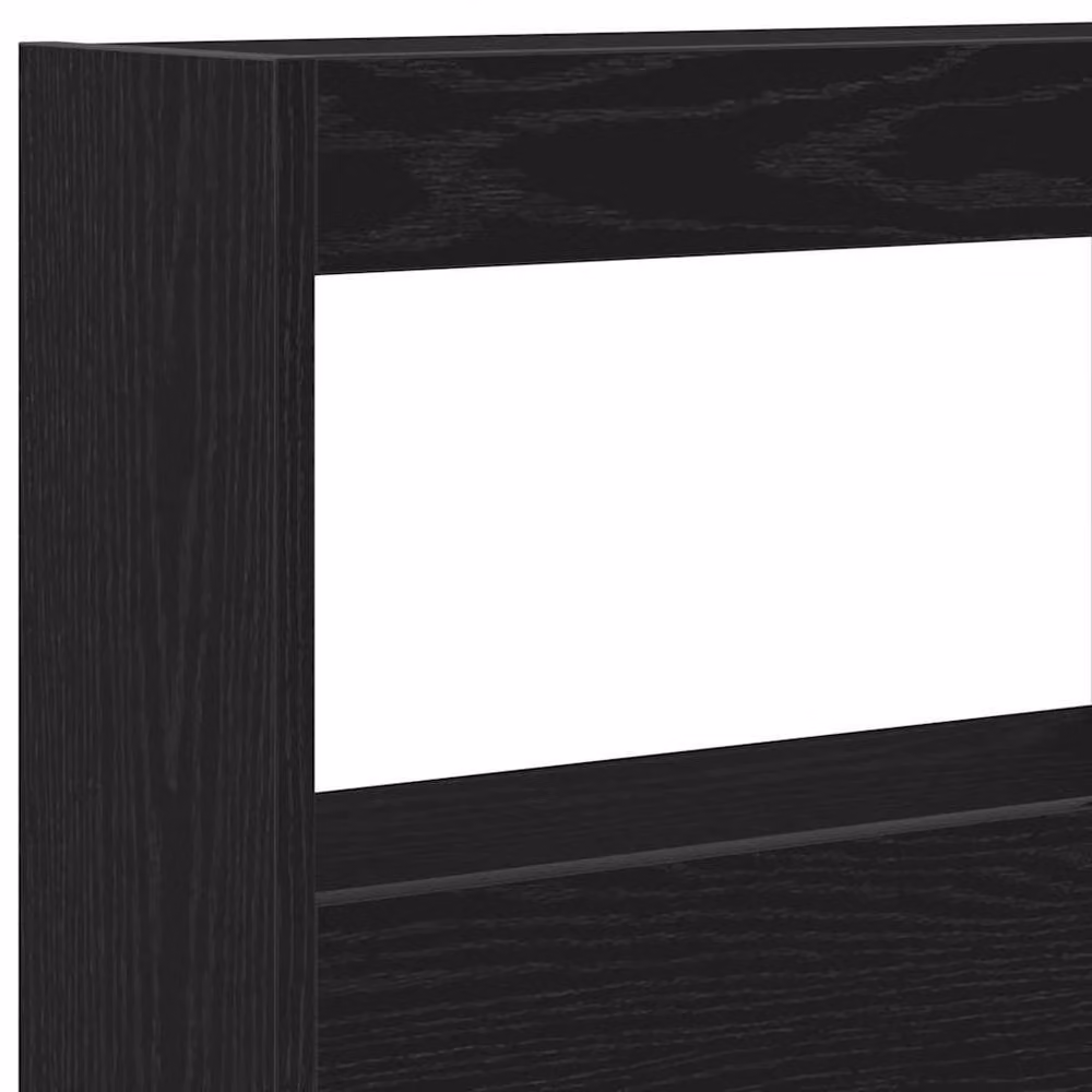 Berkfield Home Modern Headboard Cabinet with LED Lighting and USB Charging Port in Black Oak, W/D/H: 140 x 17 x 102 cm – 6