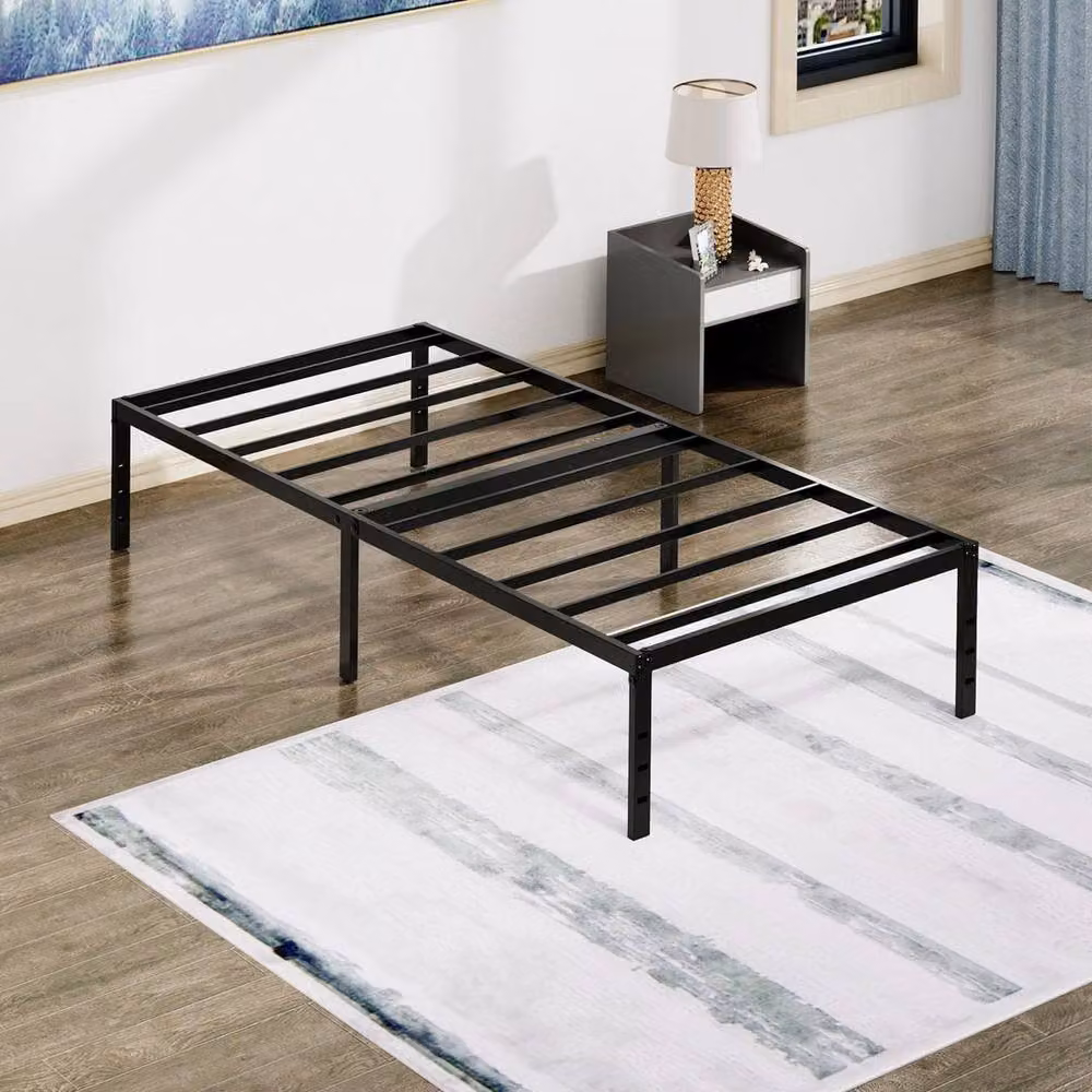 KORVIXA Single Metal Bed Frame in Black, W/D/H: 90 x 190 x 35 cm – 3