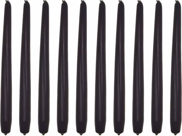 SolaDirect Unscented Tapered Dinner Candles, Pack of 10, Black Matt Finish, 24 cm – 1