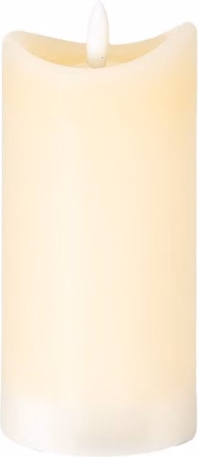 KDMK Luxe Collection Natural Glow Cream Melted Edge LED Pillar Candle in Beige and Silver with Flicker Effect
