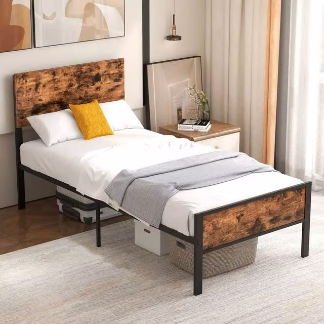 KORVIXA Single Metal Platform Bed Frame, Multicolour, W/D/H: 90 x 200 cm – 1