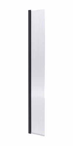 nuie WRFL18530BPHC Fluted Modern Bathroom Wetroom Hinged Flipper Screen with Support Bar, 8mm Toughened Safety Glass, Matt Black, W: 322 cm, H: 1850 mm, D: 27 mm