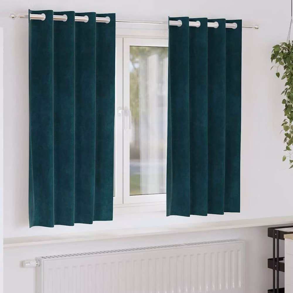 Berkfield Home Dark Green Velvet Blackout Curtains with Eyelets, 2 Pack – 2