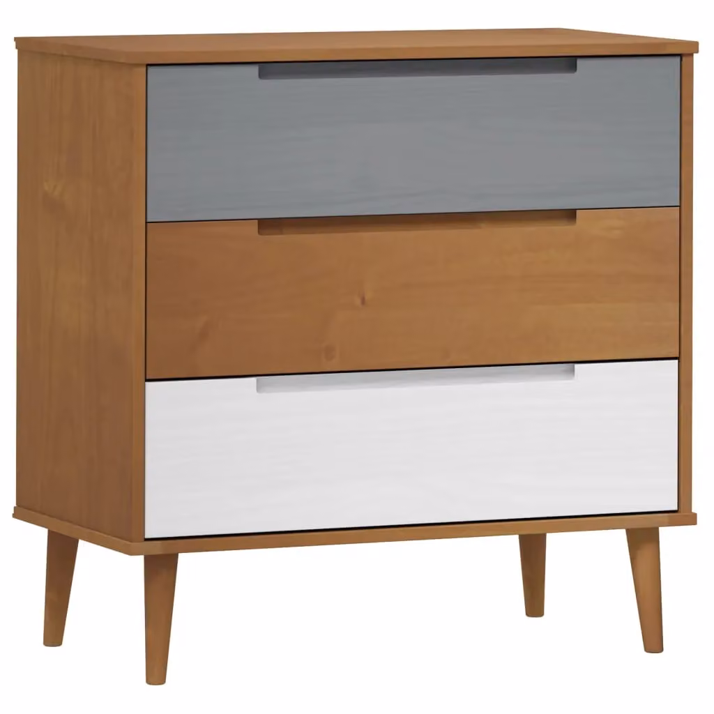 Berkfield Home MOLDE Drawer Cabinet in Brown Solid Pine Wood, W/D/H: 80 x 40 x 80 cm – 2