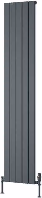 Bathroom Kingdom Piatto Anthracite Single Flat Panel Vertical Radiator in Grey, H: 180 cm, W: 37 cm
