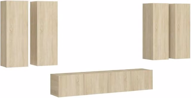 Berkfield Home 6 Piece Sonoma Oak TV Cabinet Set in Light Oak