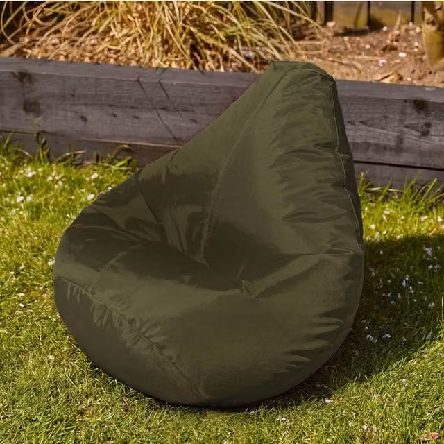 ICON Set of 2 Kids Gaming Bean Bag Chairs in Beige and Green Water Repellent Fabric