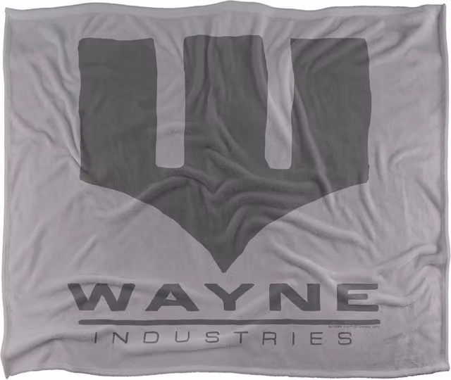 DC Comics Batman The Wayne Blanket in White and Grey, W: 152 cm, D: 127 cm – 1