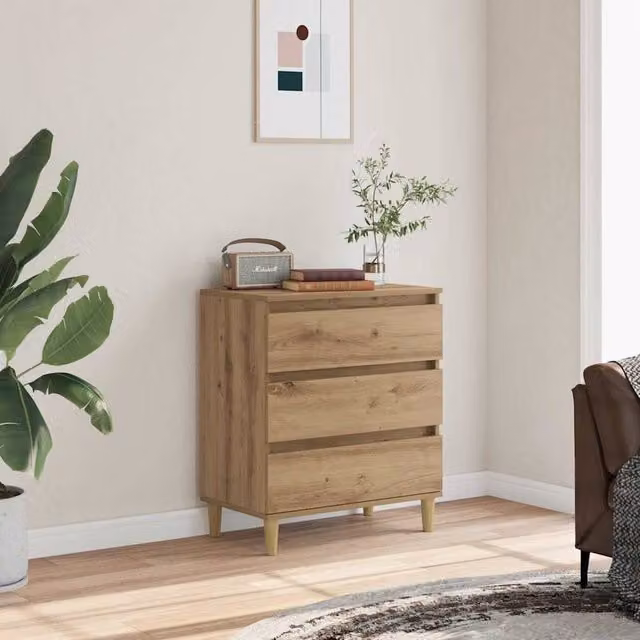 Berkfield Home Artisan Oak Sideboard in Brown, W/D/H: 60 x 35 x 70 cm – 1