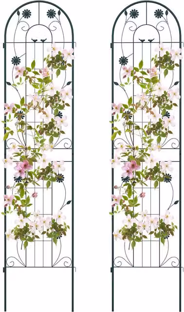 COSTWAY Green Wire Mesh Garden Trellis Plant Support for Vegetable Gardens