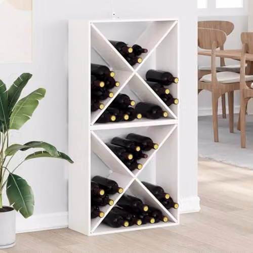 vidaXL Set of 2 Rustic White Wine Racks in Solid Pine Wood, W/D/H: 62 x 25 x 62 cm – 2