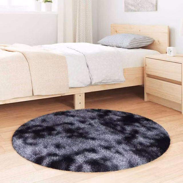 Berkfield Home NAVARRA Shaggy High Pile Round Rug in Dark Grey, Diameter: 100 cm