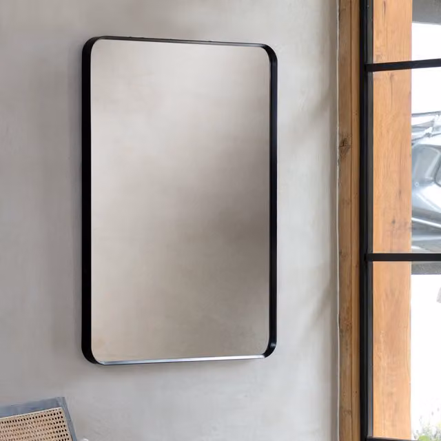 Perch & Parrow Minimalist Rectangular Wall Mirror in Black W: 60 cm, H: 90 cm – 2