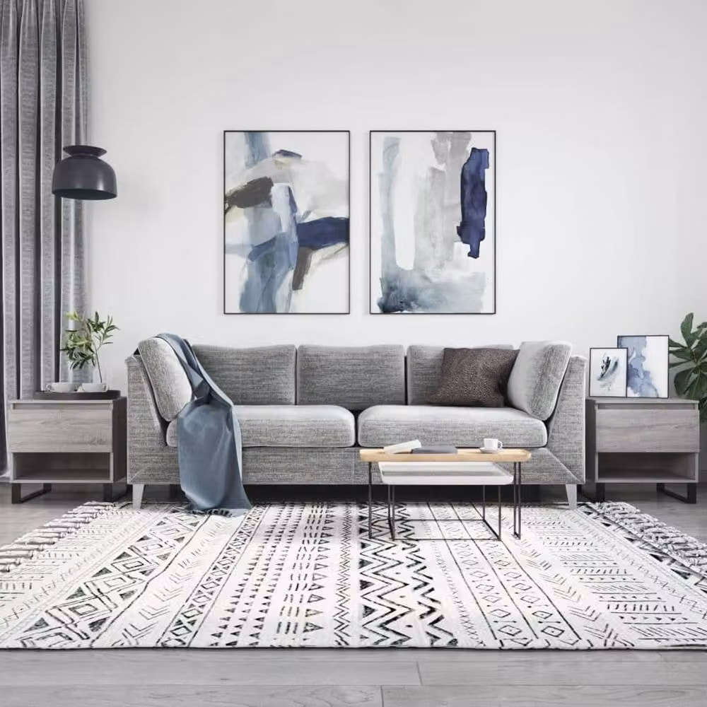 Berkfield Home Modern Nested Coffee Table Set of 2 in Grey Sonoma, W/D/H: 50 x 46 x 50 cm – 1