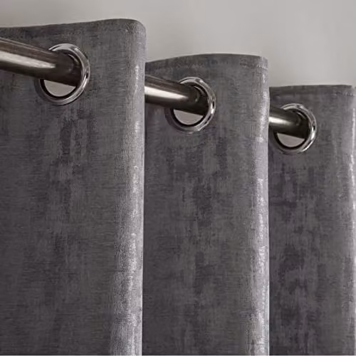Alan Symonds Keswick Grey Opaque Ring Top Curtains (Pair) H: 229 cm x W: 183 cm – 2