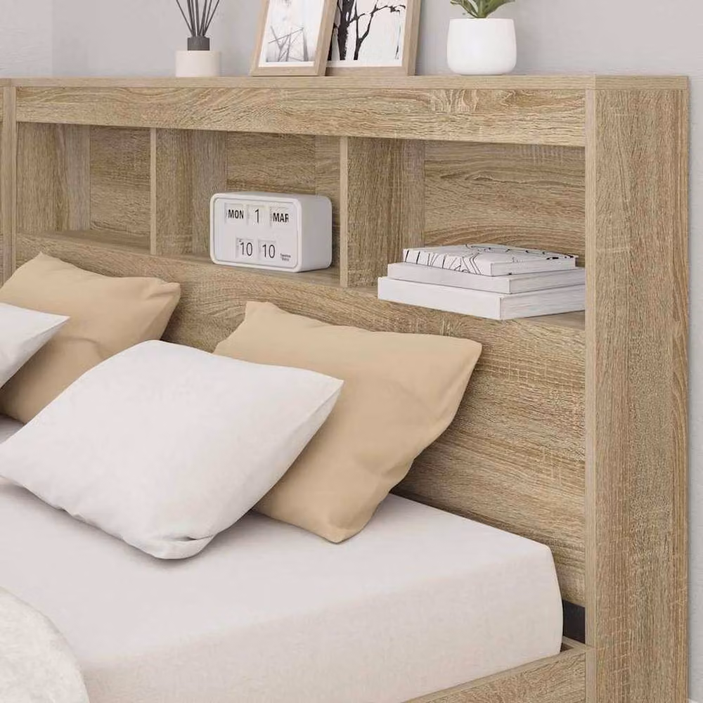 Berkfield Home Sonoma Oak Storage Headboard with Shelf, Brown, 140 cm – 2
