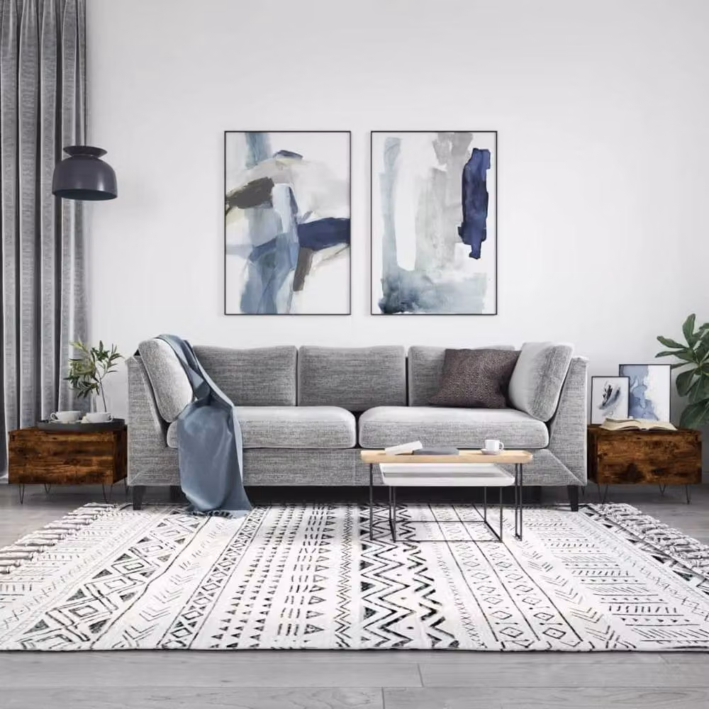 Berkfield Home Modern Nested Coffee Table Set of 2 in Smoked Oak Brown, W/D/H: 50 x 46 x 35 cm – 2