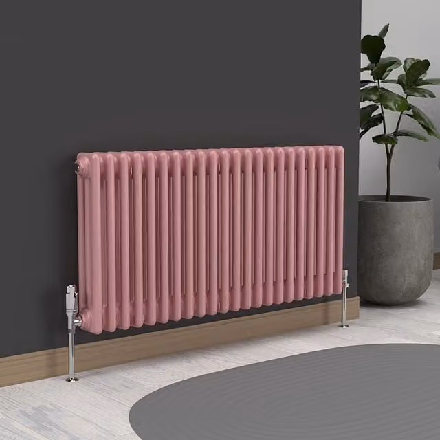 Lux Heat Horizontal 3 Column Steel Radiator in Pink, W: 101.0 cm, H: 50.0 cm