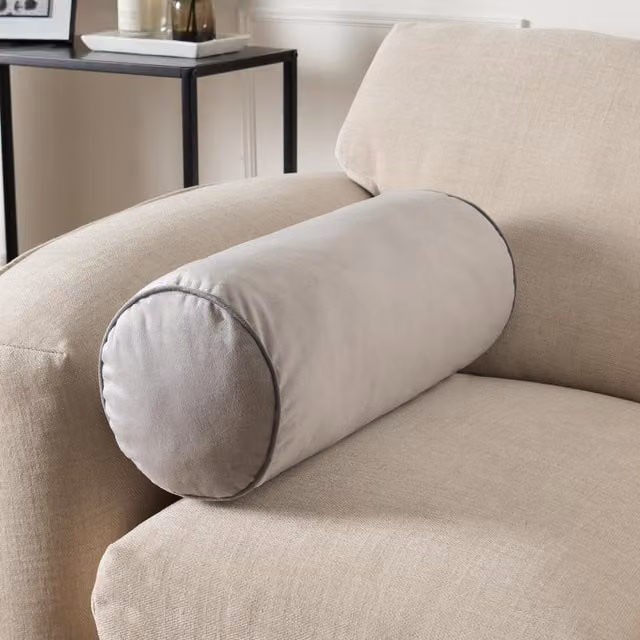 OHS Grey Matte Velvet Bolster Cushion