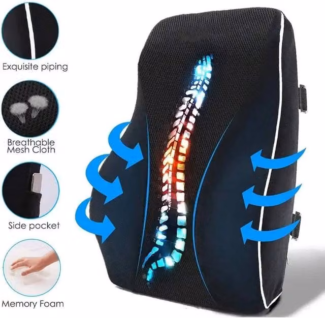 FLAVORA Black Memory Foam Contoured Lumbar Support Wedge Cushion, W/D/H: 100 x 190 cm – 1