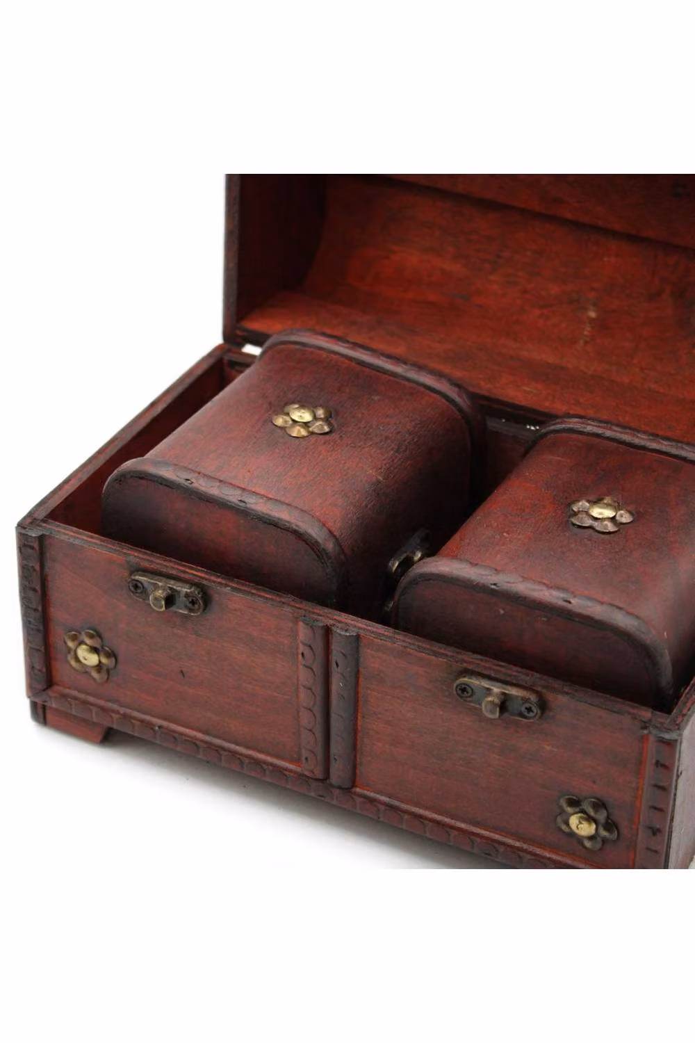 KDMD Set of 3 Vintage Large Antique Inspired Wood Trinket and Gift Boxes in Red – 3