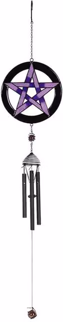 KDMK Pentagram Garden Windchime in Purple Metal with Geometric Star Design