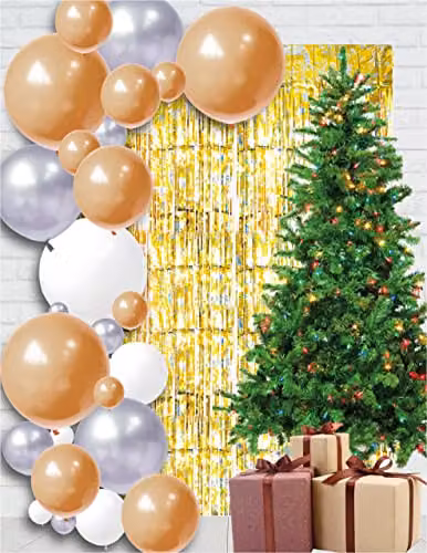 Netagon Shimmer Tinsel Curtain with Reindeer and Christmas Tree Design, Yellow, W: 200 cm, H: 100 cm – 5