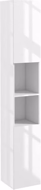HOMCOM Modern White High Gloss Freestanding Bathroom Floor Cabinet with Hinged Doors and Internal Shelves – 1