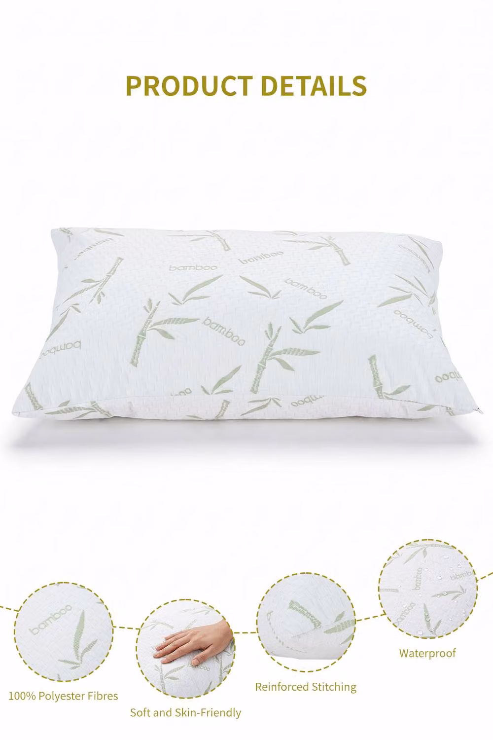 Living and Home 2-Piece Soft and Waterproof Pillow Protectors with Zipper, White, Double – 2