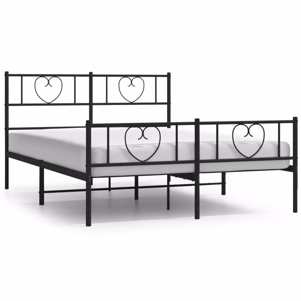 Berkfield Home Metal Bed Frame with Headboard and Footboard in Black, W/D/H: 150 x 200 cm – 2