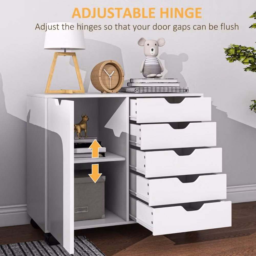 STILVORA White 5-Drawer Storage Cabinet with Cupboard – 2