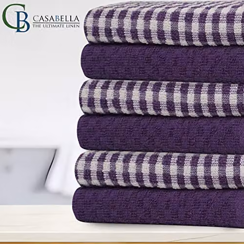 Casabella Pack of 6 Purple Cotton Terry Towelling Kitchen Tea Towels – 3