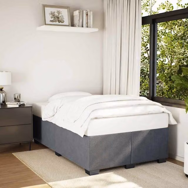 Berkfield Home Double Velvet Upholstered Bed Frame in Grey, 140 x 200 cm – 1
