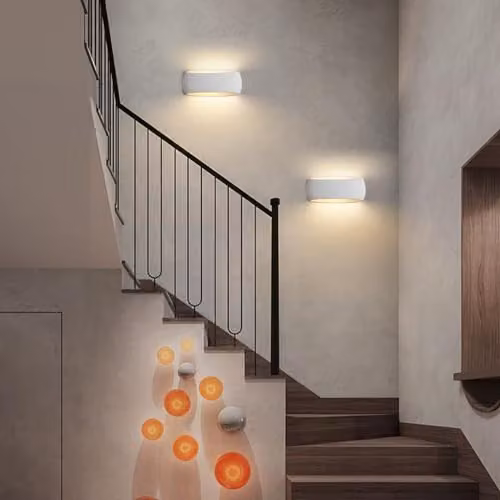 Harper Living 2 Pack White Ceramic and Plaster Oval Wall Sconce Lamps, Height: 38 cm – 3