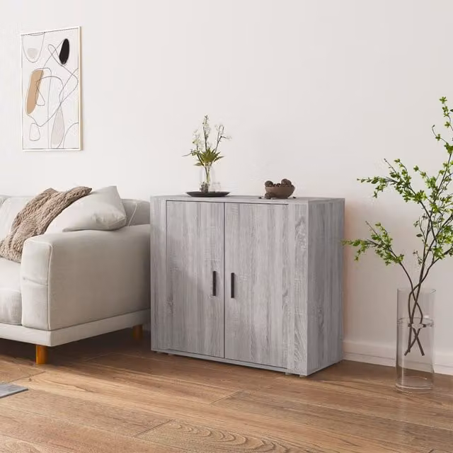 Berkfield Home Grey Sonoma Sideboard in Engineered Wood W/D/H: 80 x 33 x 70 cm