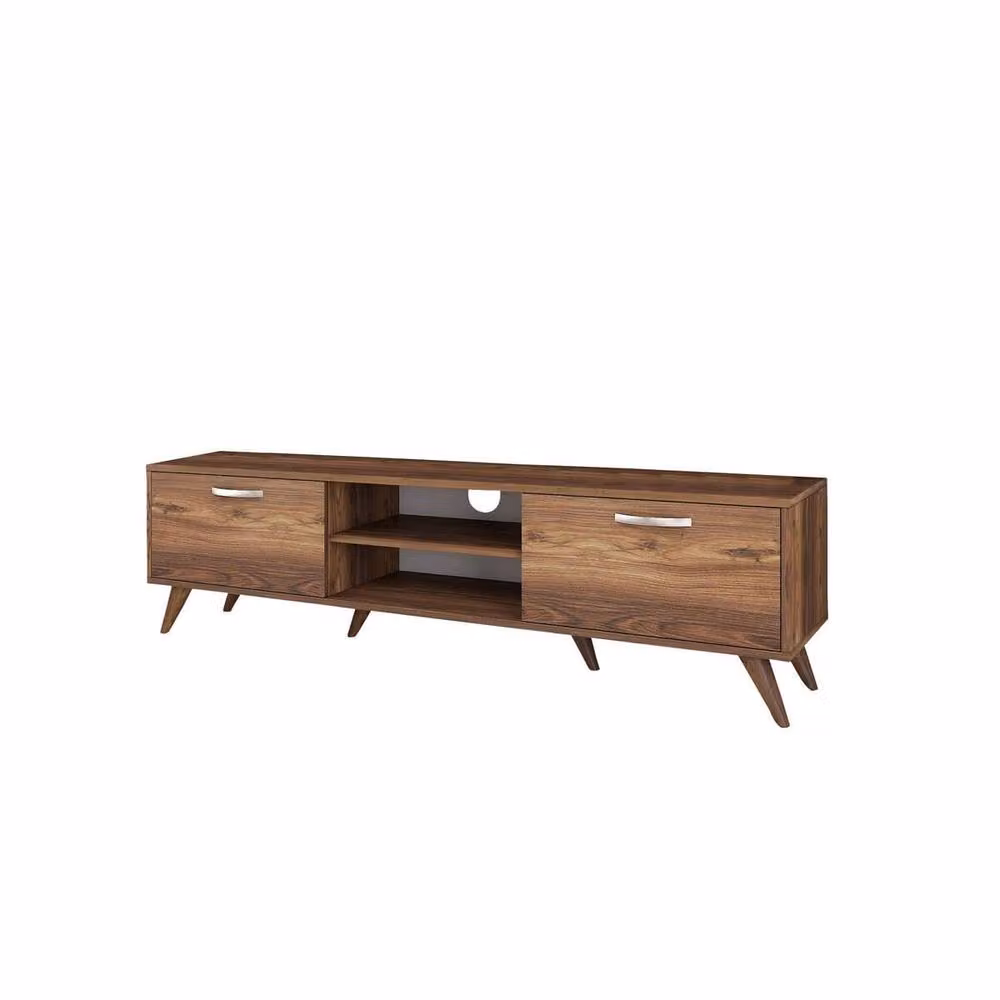 CALICOSY Mid-Century Walnut TV Unit in Dark Brown, W/D/H: 180 x 35 x 48.6 cm – 3