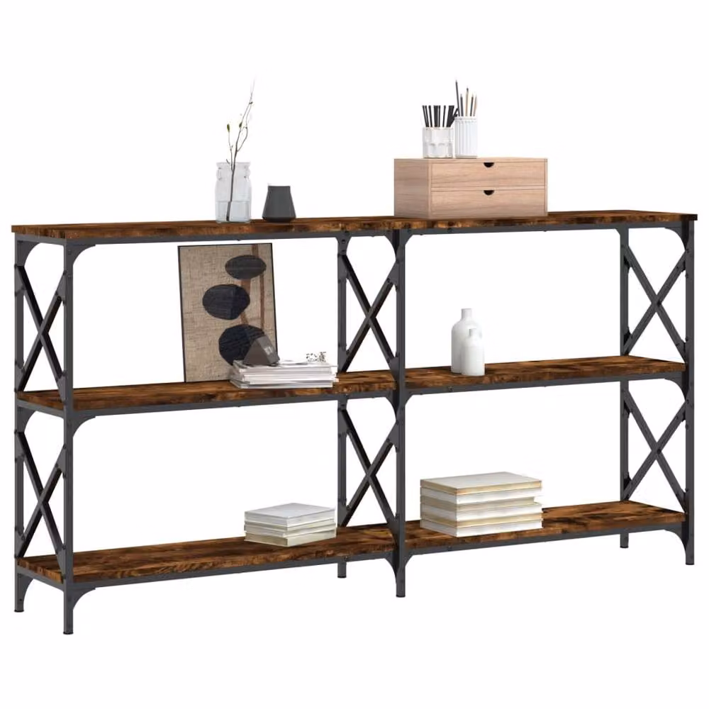Berkfield Home Smoked Oak Console Table in Brown, W/D/H: 156 x 28 x 80.5 cm – 3