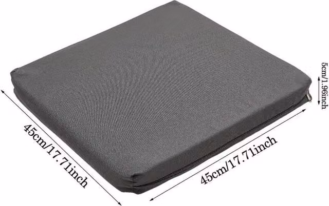 PAWNORA Waterproof Dark Grey Garden Cushion for Lounger Bench Seats, W/D/H: 45 x 45 x 5 cm