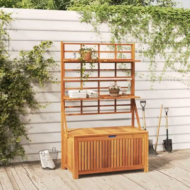 Berkfield Home Brown Acacia Wood Trellis Storage Box W/D/H: 99 x 50 x 160 cm – 1