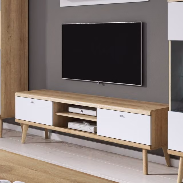 Abakus Direct Rustic Large Prime TV Stand in White and Oak