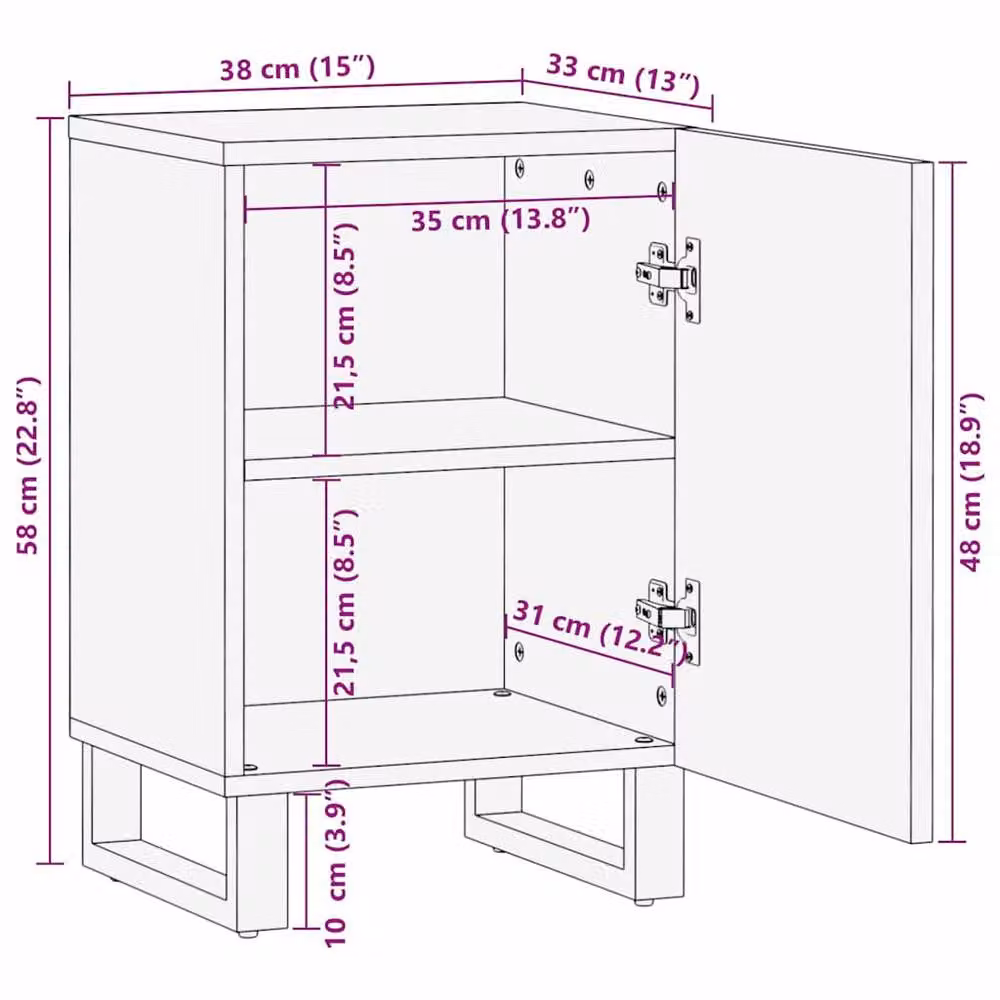 Berkfield Home Modern Freestanding Bathroom Cabinet in Brown Solid Mango Wood W/D/H: 38 x 33.5 x 58 cm – 6