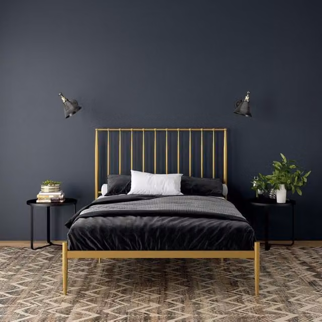 Dorel Home Giulia Modern Metal Bed in Gold, W/D/H: 180 x 200 cm