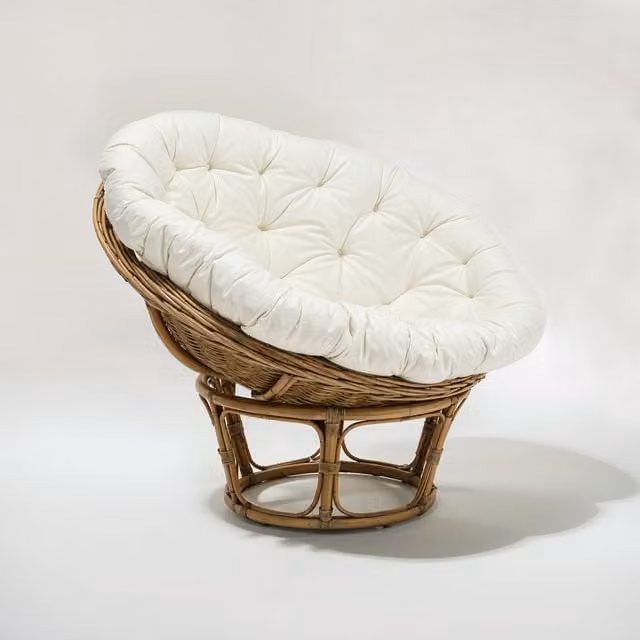 Interiors by Premier Boho Rattan Bowl Chair in Black, Grey and Beige Velvet
