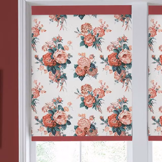 Laura Ashley Cecilia Red Floral Semi-Transparent Made to Measure Polyester Roller Blind