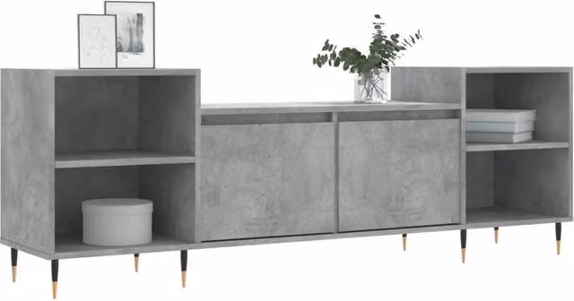 Berkfield Home Modern TV Cabinet in Concrete Grey, W/D/H: 160 x 35 x 55 cm