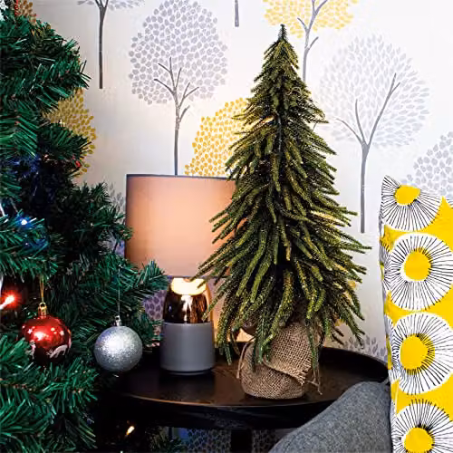 Netagon Decorative Gold Mini Christmas Tree in Green Hessian Bag, Height: 52 cm – 2